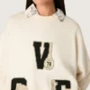 Felpa unisex in cotone Star in bianco vintage con toppe ricamate VCE