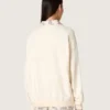 Felpa unisex in cotone Star in bianco vintage con toppe ricamate VCE