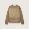 Felpa unisex in cotone verde militare effetto sbiancato con logo ricamato