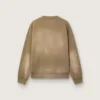 Felpa unisex in cotone verde militare effetto sbiancato con logo ricamato