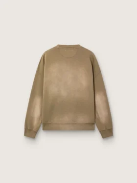 Felpa unisex in cotone verde militare effetto sbiancato con logo ricamato