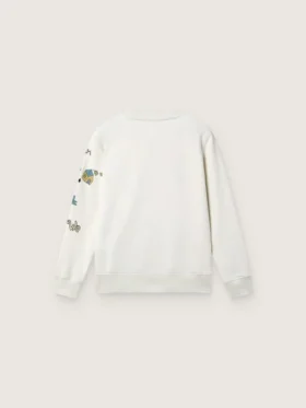 Felpa unisex Journey in misto cotone bianco con stampa doodle