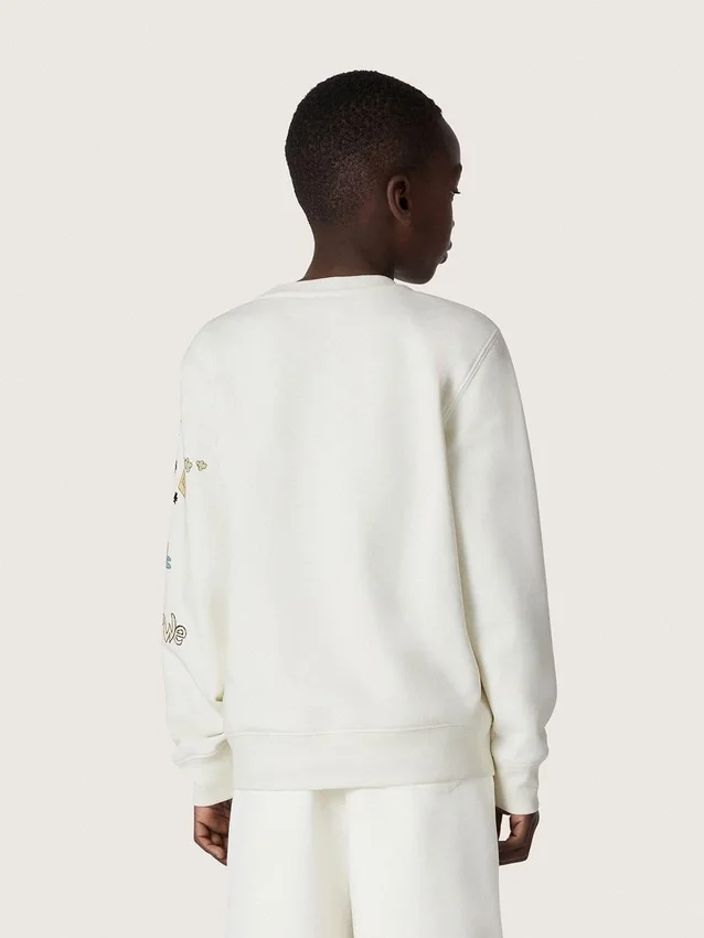 Felpa unisex Journey in misto cotone bianco con stampa doodle