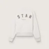 Felpa unisex Star in cotone grigio con ricami e cristalli