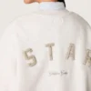 Felpa unisex Star in cotone grigio con ricami e cristalli