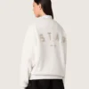 Felpa unisex Star in cotone grigio con ricami e cristalli
