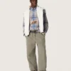 Camicia da uomo oversize in cotone a quadri indaco e beige