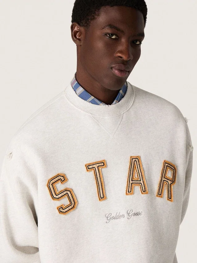 Felpa unisex Star in cotone grigio melange con ricamo “Star”