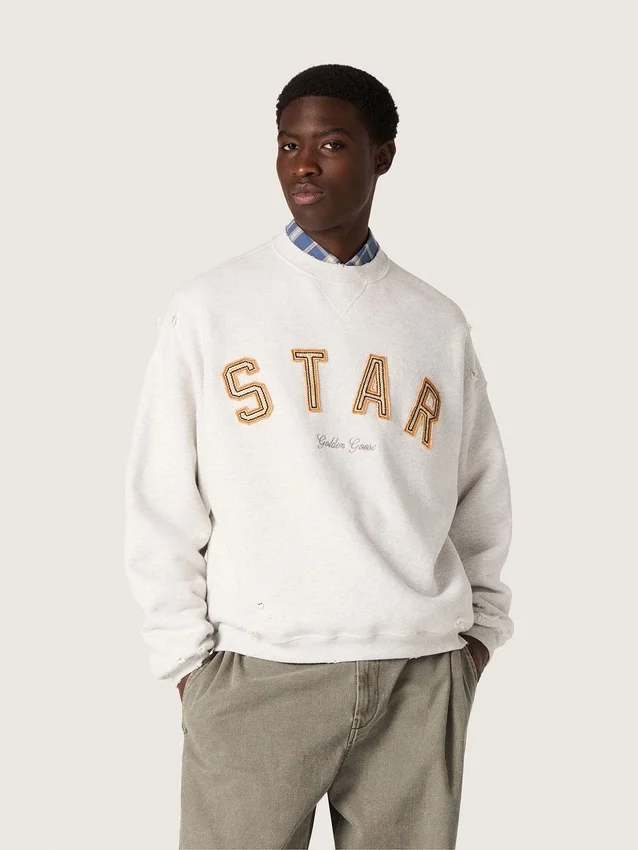 Felpa unisex Star in cotone grigio melange con ricamo “Star”