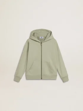 Felpa verde chiaro con chiusura a zip