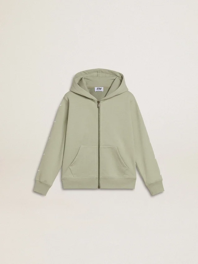 Felpa verde chiaro con chiusura a zip