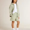 Felpa verde chiaro con chiusura a zip