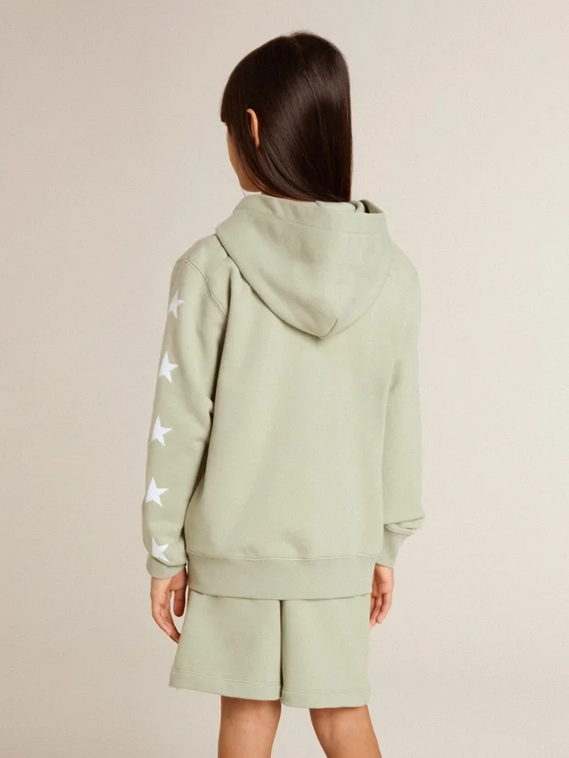 Felpa verde chiaro con chiusura a zip