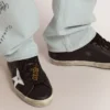 Fibbia da uomo con clip in color oro antico e scritte dorate
