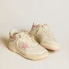 Forty2 da donna con stella rosa e linguetta sul tallone in pelle bianca