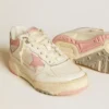 Forty2 da donna con stella rosa e linguetta sul tallone in pelle bianca