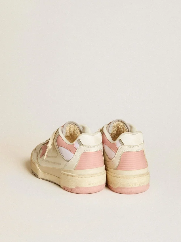 Forty2 da donna con stella rosa e linguetta sul tallone in pelle bianca