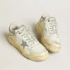 Forty2 da donna in pelle bianca con lacci con cristalli Swarovski e stella in TPU grigia