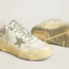 Forty2 da donna in pelle bianca con lacci con cristalli Swarovski e stella in TPU grigia