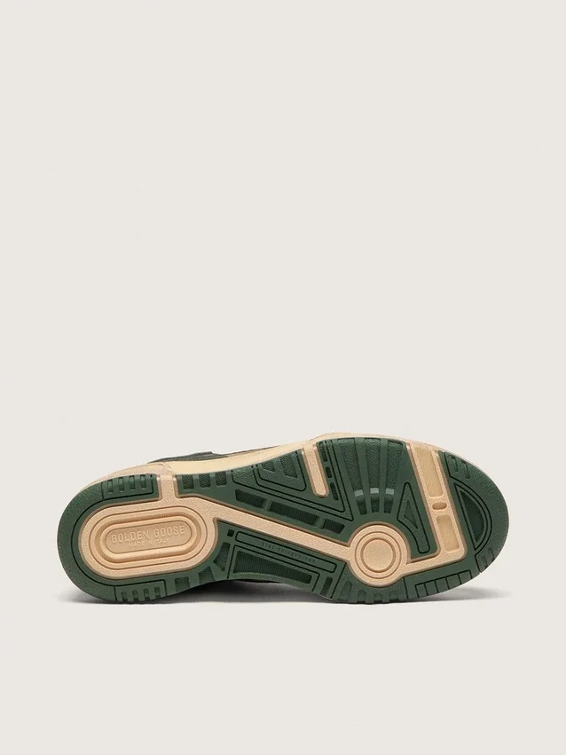 Forty2 da uomo in pelle verde e nylon color crema con stella in TPU e linguetta sul tallone in pelle argentata