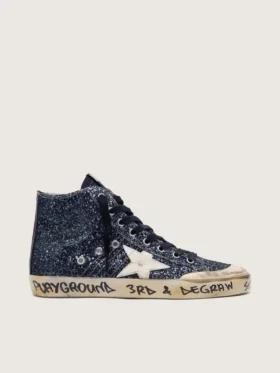 Francy da donna in glitter blu scuro con stella bianca