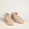 Francy da donna in shearling beige con stella in pelle marrone