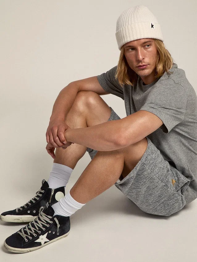 Francy da uomo in pelle con stella in pelle e linguetta sul tallone