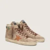 Francy da uomo in pelle scamosciata beige con stella in pelle marrone e perline colorate