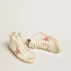 Francy in nappa color crema con stella in pelle con stampa coccodrillo rosa