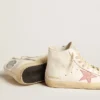 Francy in nappa color crema con stella in pelle con stampa coccodrillo rosa