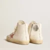 Francy in nappa color crema con stella in pelle con stampa coccodrillo rosa