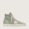 Francy in pelle scamosciata verde con stella in pelle metallizzata argento