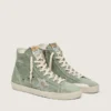 Francy in pelle scamosciata verde con stella in pelle metallizzata argento