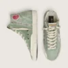 Francy in pelle scamosciata verde con stella in pelle metallizzata argento