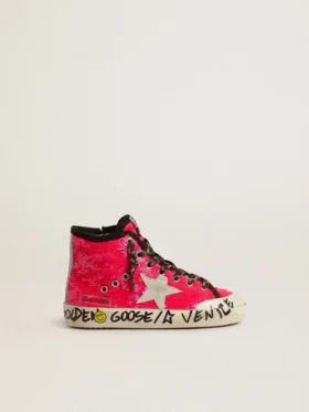 Francy Junior con paillettes, stella in pelle scamosciata grigio ghiaccio e lacci con stampa animalier