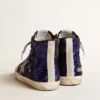 Francy Penstar da donna in paillettes blu brillante con stella in pelle scamosciata grigio ghiaccio