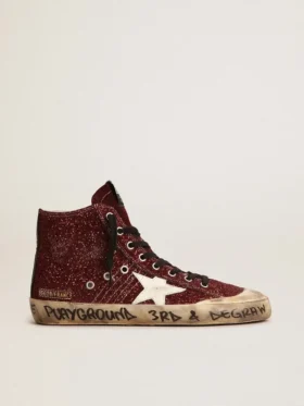 Francy Penstar in glitter bordeaux con stella in pelle bianca
