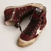 Francy Penstar in glitter bordeaux con stella in pelle bianca