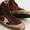 Francy Penstar in glitter bordeaux con stella in pelle bianca