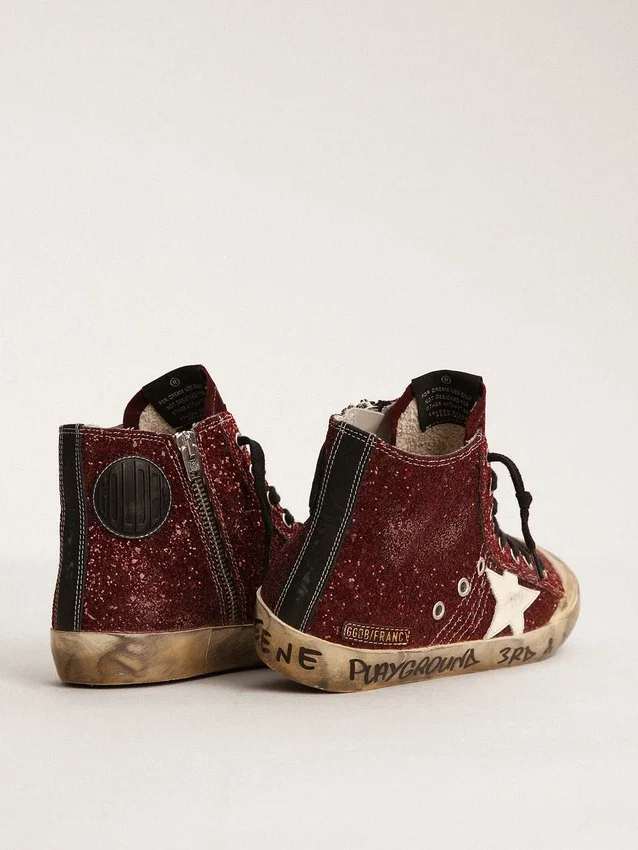 Francy Penstar in glitter bordeaux con stella in pelle bianca