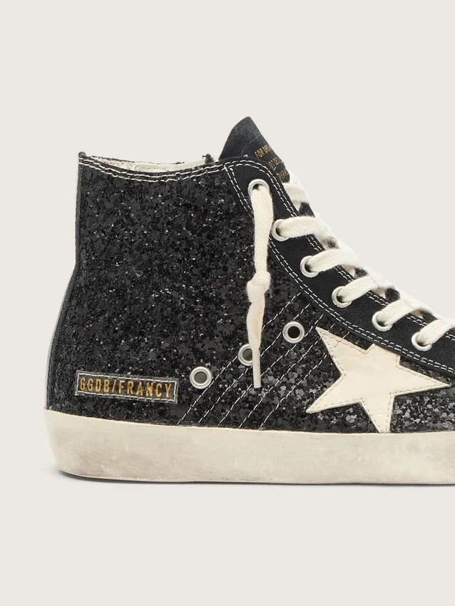 Francy Penstar in glitter con stella color avorio e linguetta sul tallone nera