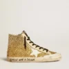 Francy Penstar in glitter dorato con stella in pelle bianca