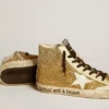 Francy Penstar in glitter dorato con stella in pelle bianca