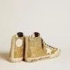 Francy Penstar in glitter dorato con stella in pelle bianca