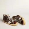 Francy Penstar in glitter marrone con stella in pelle bianca