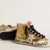 Francy Penstar Junior con paillettes dorate e stella in pelle scamosciata grigio ghiaccio