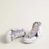 Francy Penstar LAB da donna con stella in pelle nera e borchie multicolori