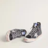 Francy Penstar LAB da uomo in tela nera con strass multicolori
