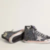 Francy Penstar LAB da uomo in tela nera con strass multicolori