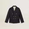 Giacca blazer blu scuro a doppio petto per bambini